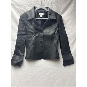 Santa Fe Leather Blazer Vintage Black Jacket Size 12 Women Clothing